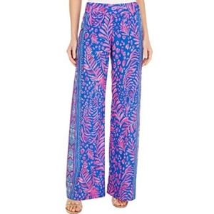 NWOT Lilly Pulitzer Bal Harbour Palazzo Pants in Pundy Blue LA Zebra Sz S